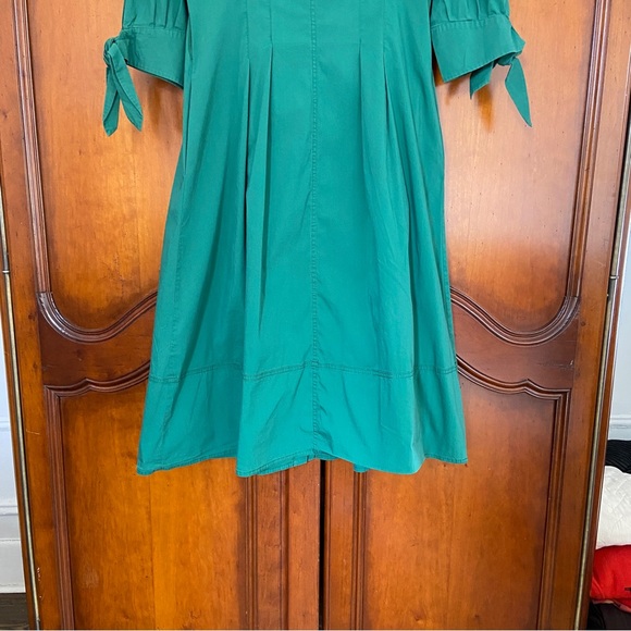 Grey Jason Wu Kelly Emerald Green Midi Button Front Shirt Dress | Size 10 - Picture 11 of 13